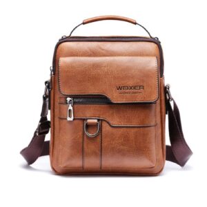 Vintage PU Men Handbag Leather Crossbody Bags Multi-pocket